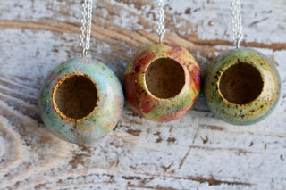 Handmade Ceramic Aromatherapy Necklace – Unique Essential Oil Diffuser Pendant – Natural Ceramic Diffuser Jewelry